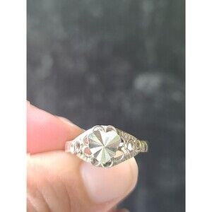 925 Sterling Silver Heart Shaped Adjustable Ring, SIZE US 7 Vintage